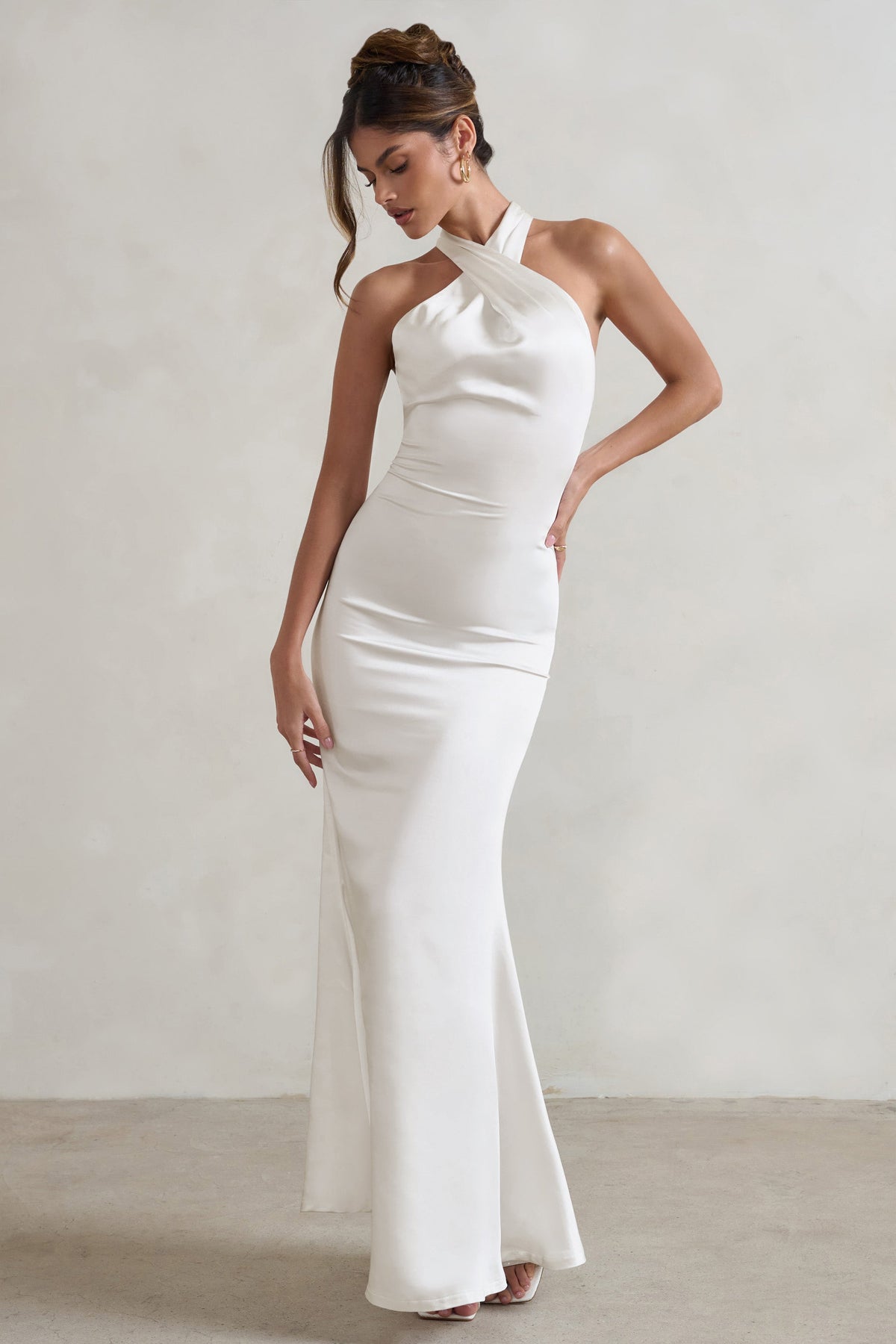 Ruffle One-Shoulder Mermaid Satin Gown in White - Retro, Indie and Unique  Fashion