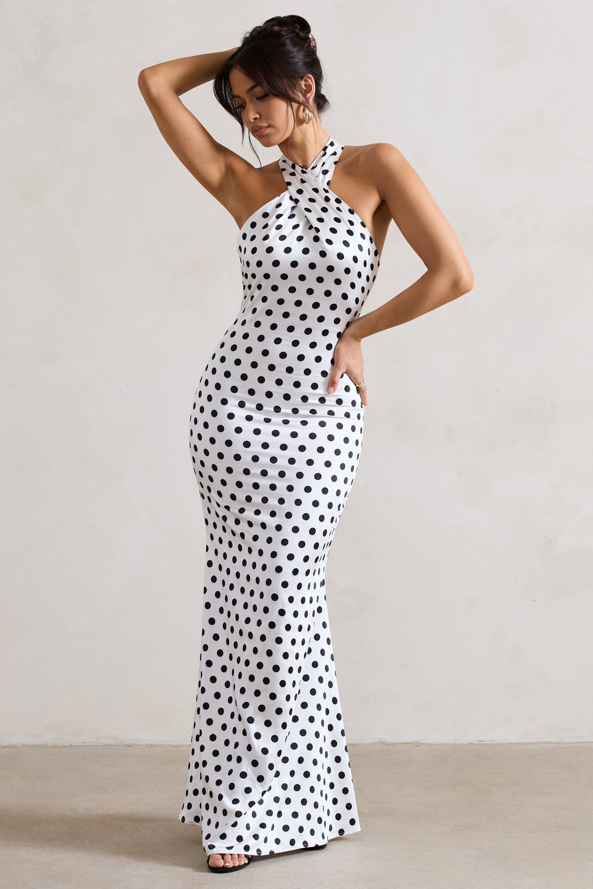 WB_CL126739135-UnstoppableWhitePolkaDotSatinCrossOverHalterNeckMaxiDress3