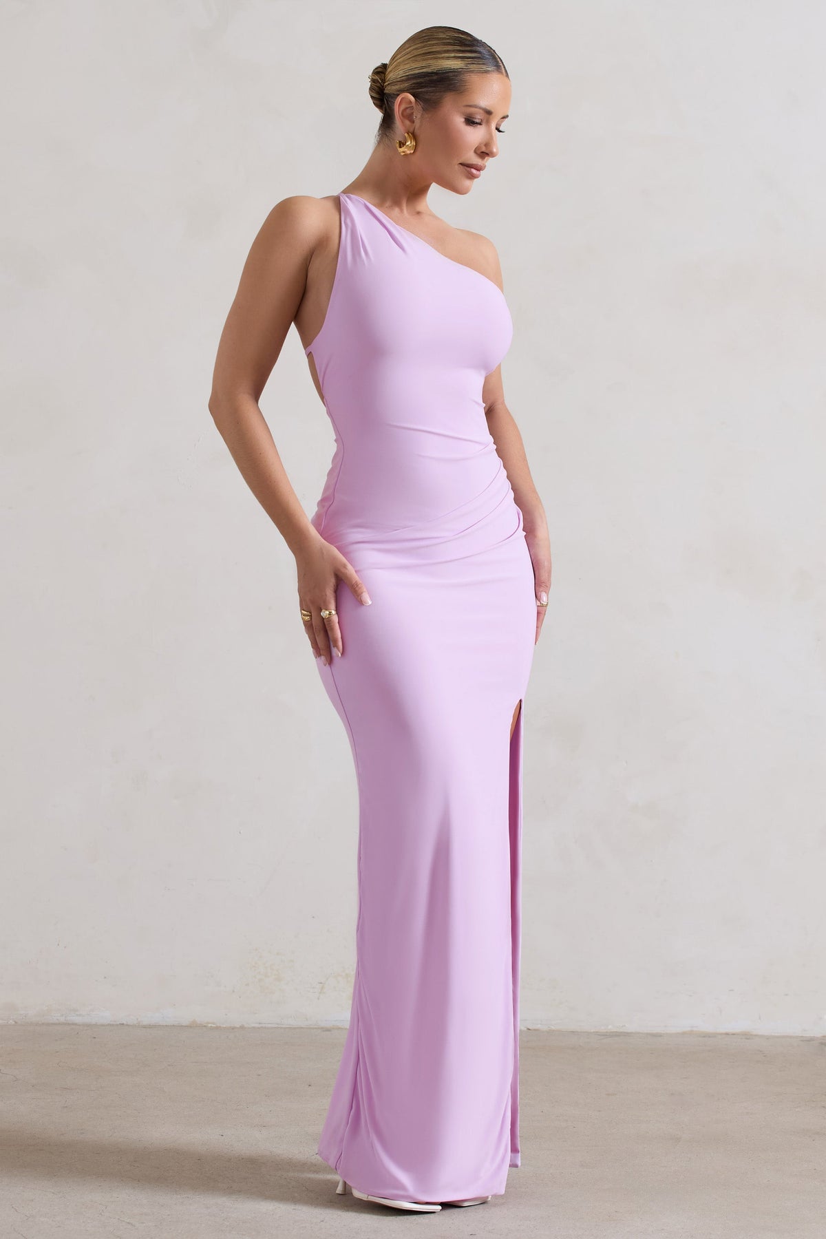 Dressing Up Lilac One Shoulder Maxi Dress With Open Back Detail