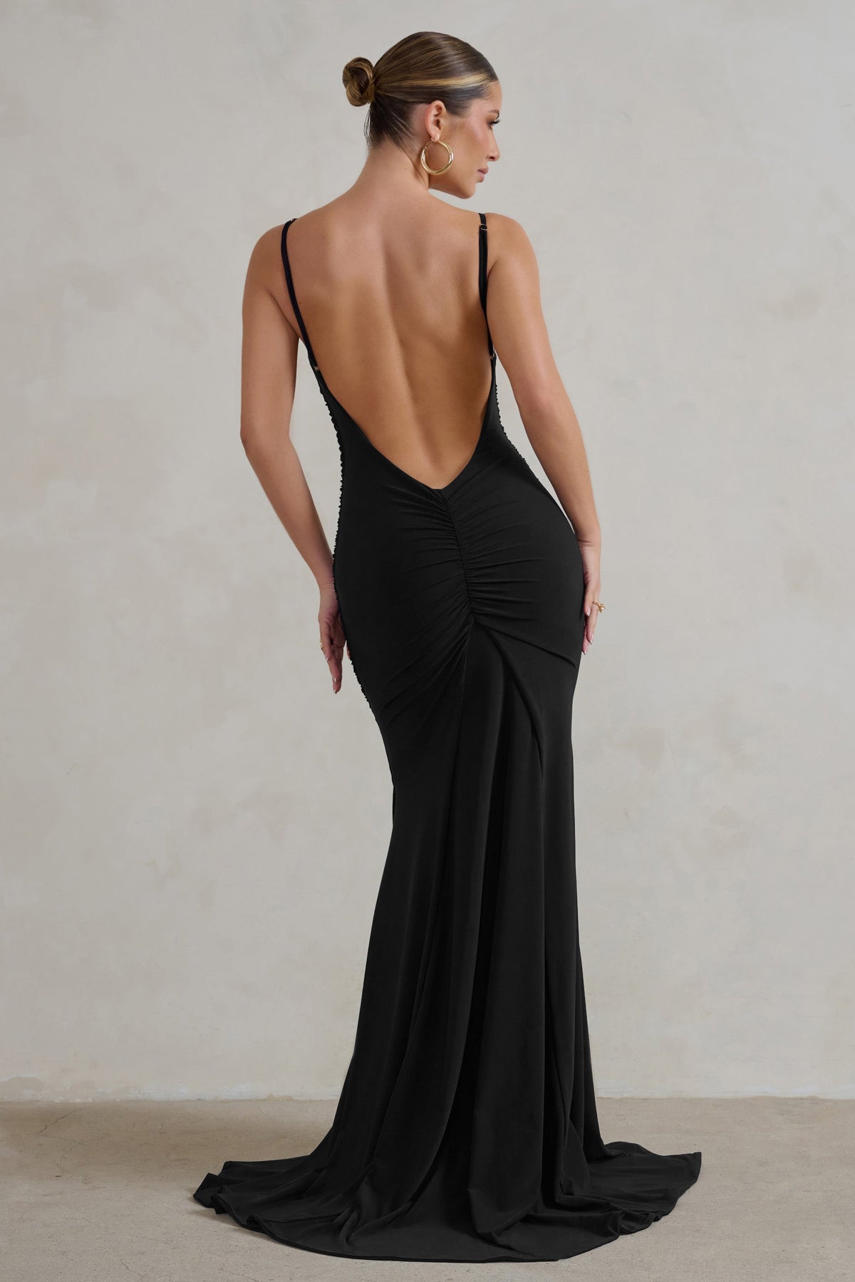 ASYOU cami maxi dress with high leg slit in black