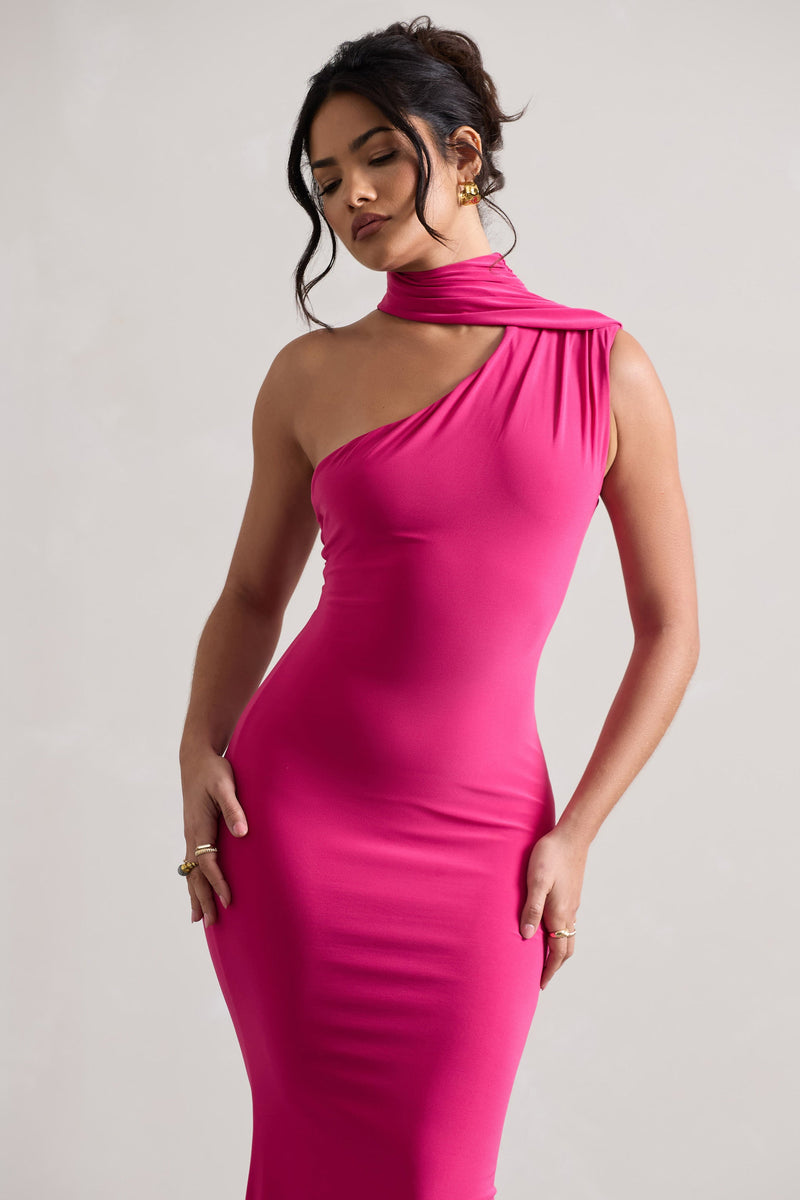 Capucine Pink One Shoulder Draped Maxi Dress – Club L London - USA