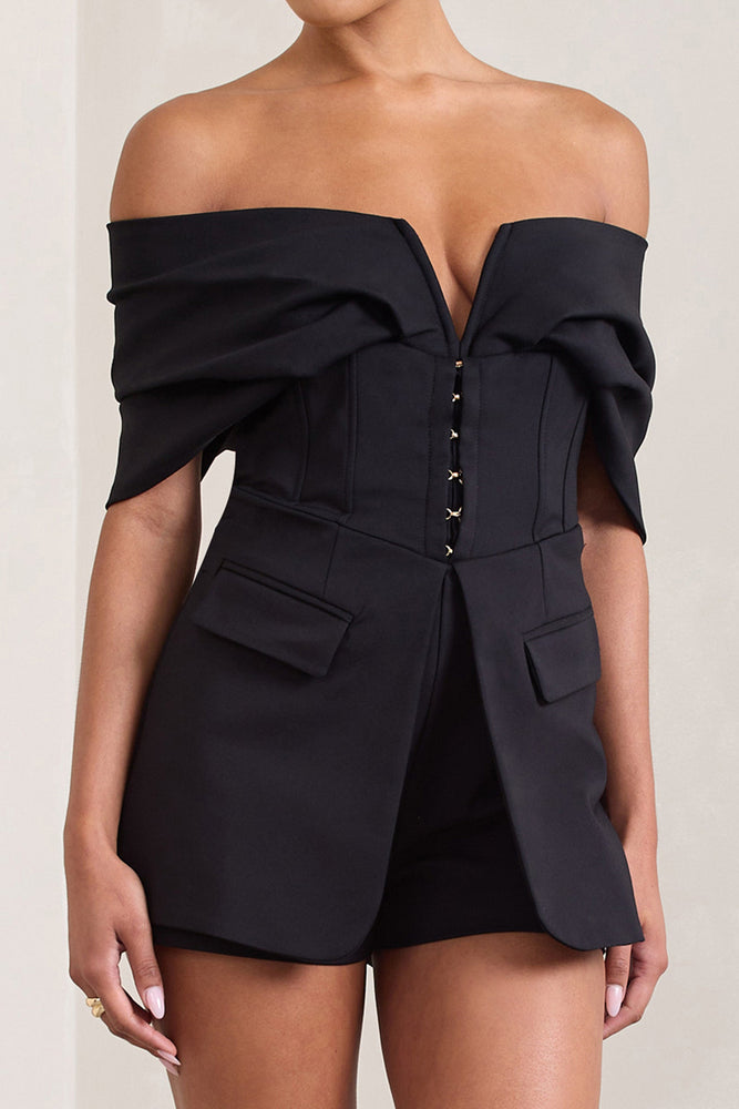 Black viscose blend corset jumpsuit – GNAMA