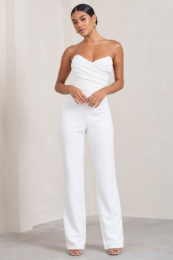 Missguided, Tops, Iso Missguided White Bandeau Corset Bodysuit