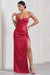Expose | Red Satin Sweetheart Corset Asymmetric Maxi Dress