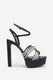 Doll Drama | Black Satin Diamante Strappy Platform Heels - Club L London - USA