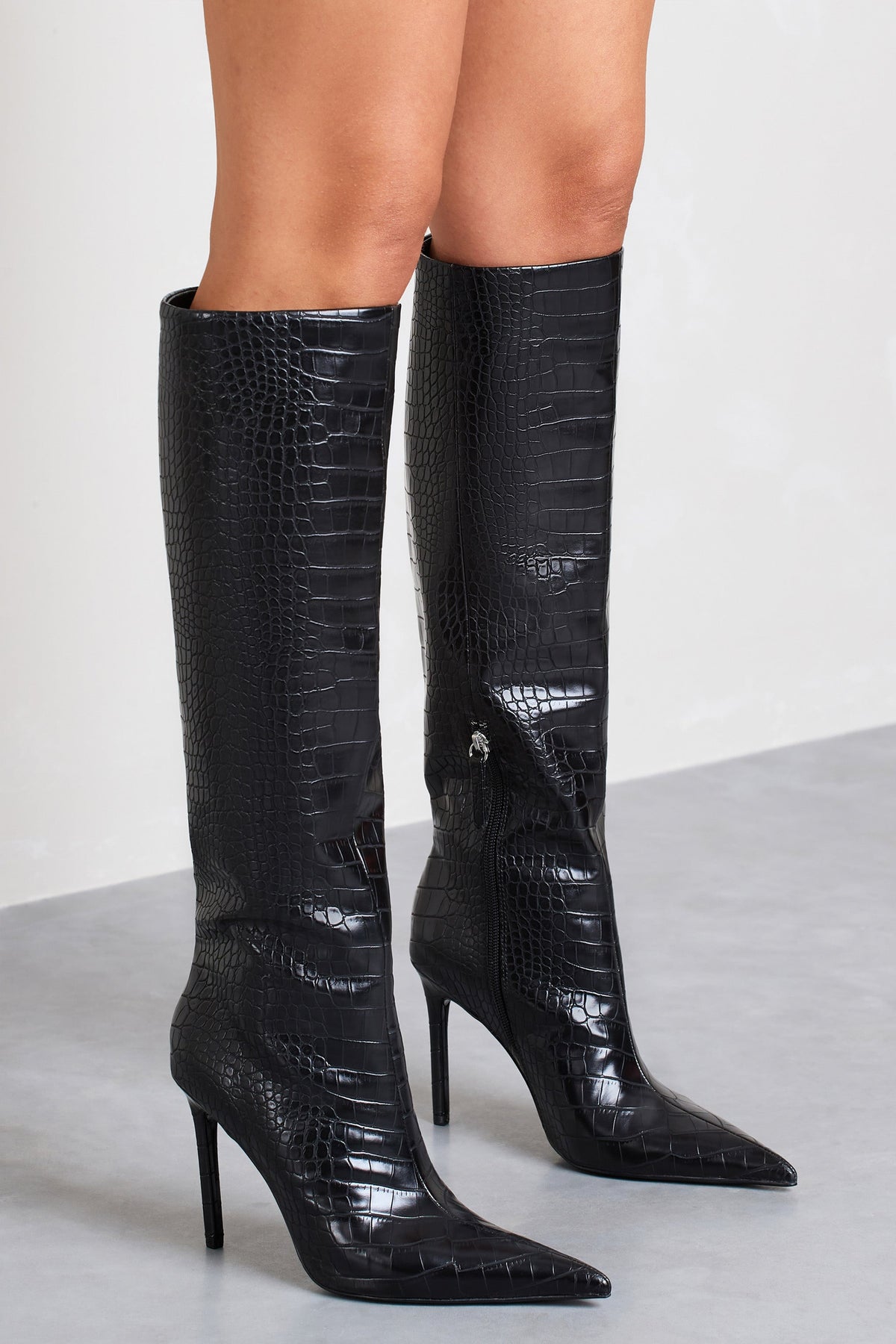 STRETCH HIGH-HEEL BOOTS WITH SQUARE TOE - Black | ZARA India