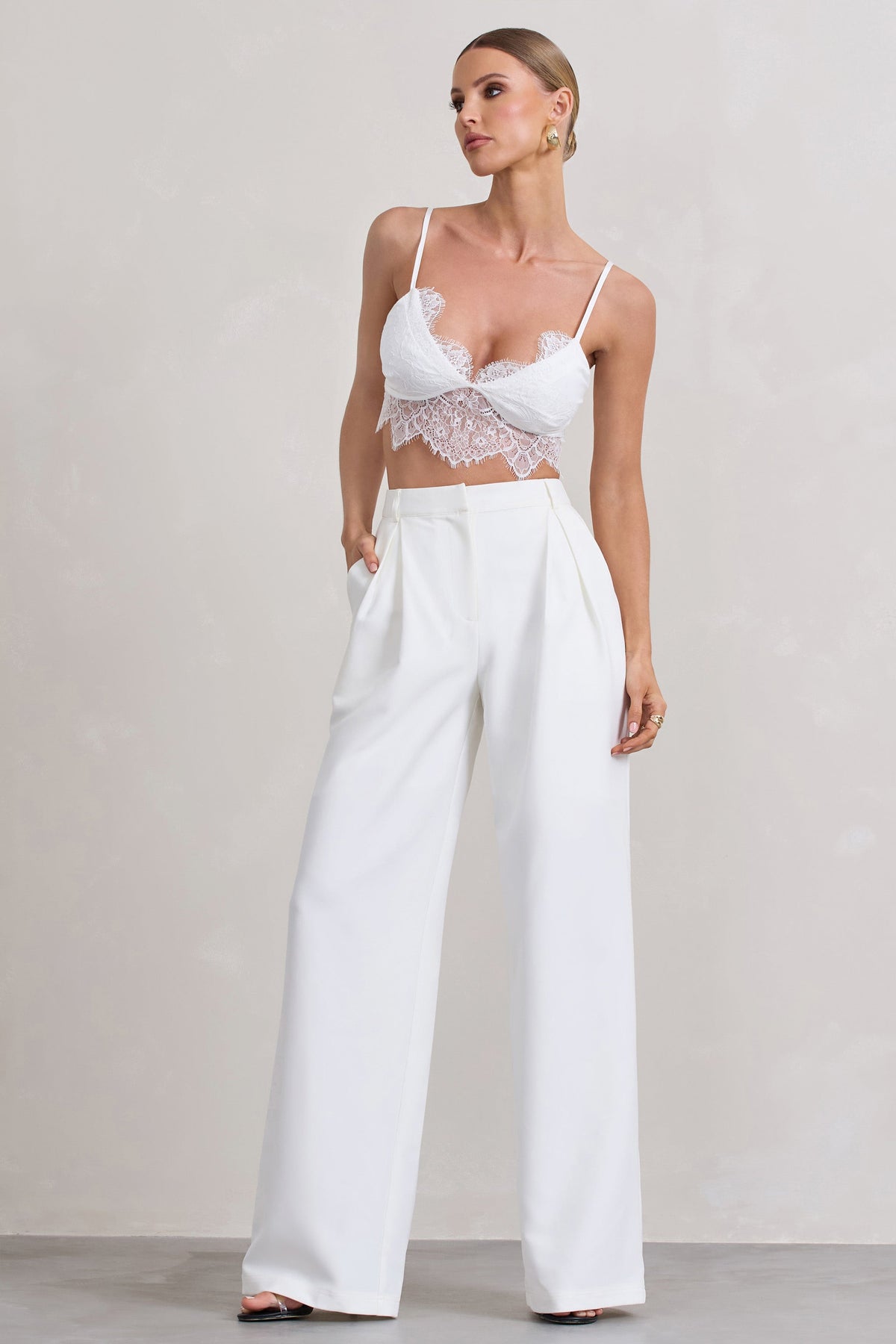Buy Gina Tricot Satin Trousers - White | Nelly.com
