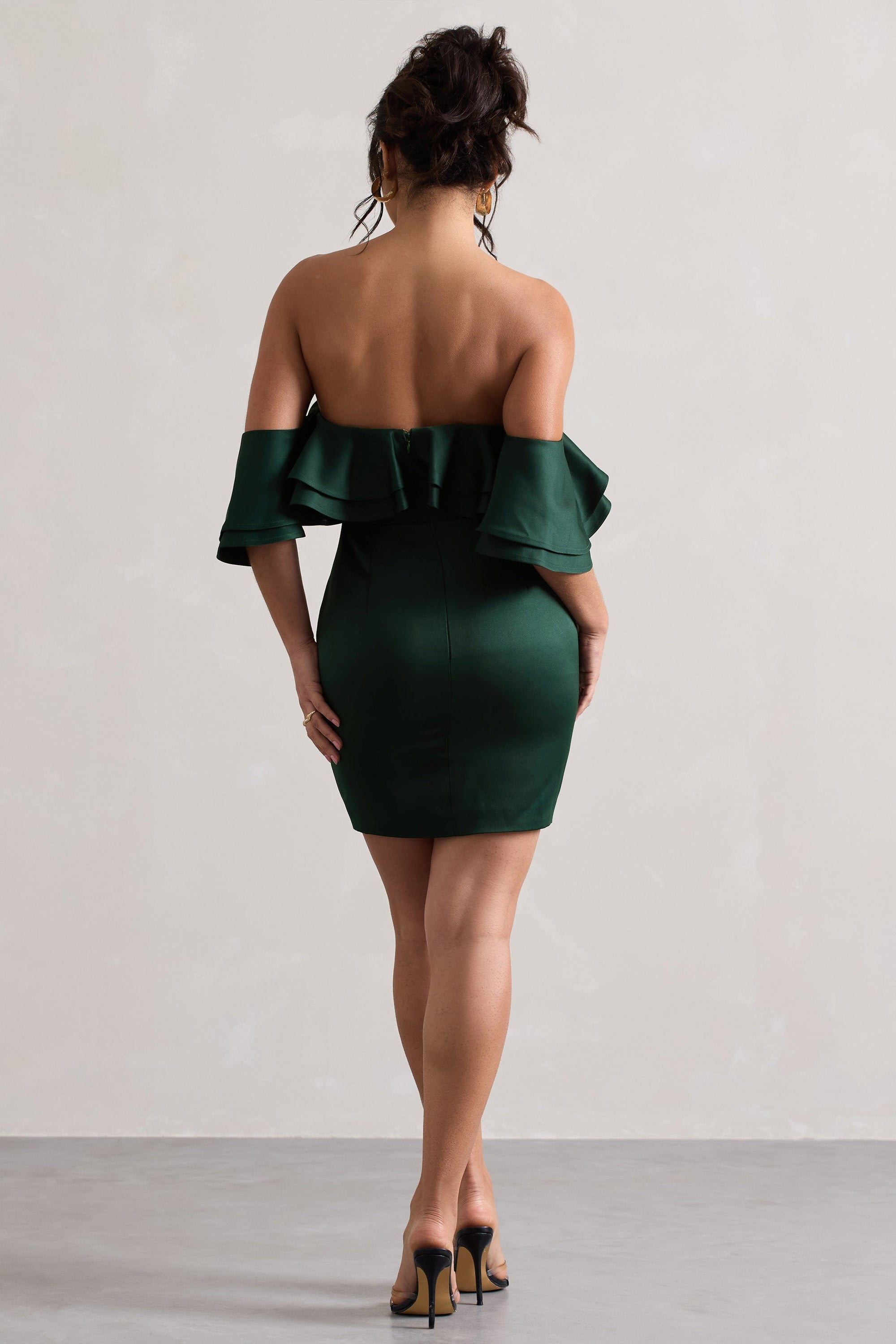 off the shoulder green mini dress Yasmin Off Shoulder Mini Dress Benni green Hire Me AU