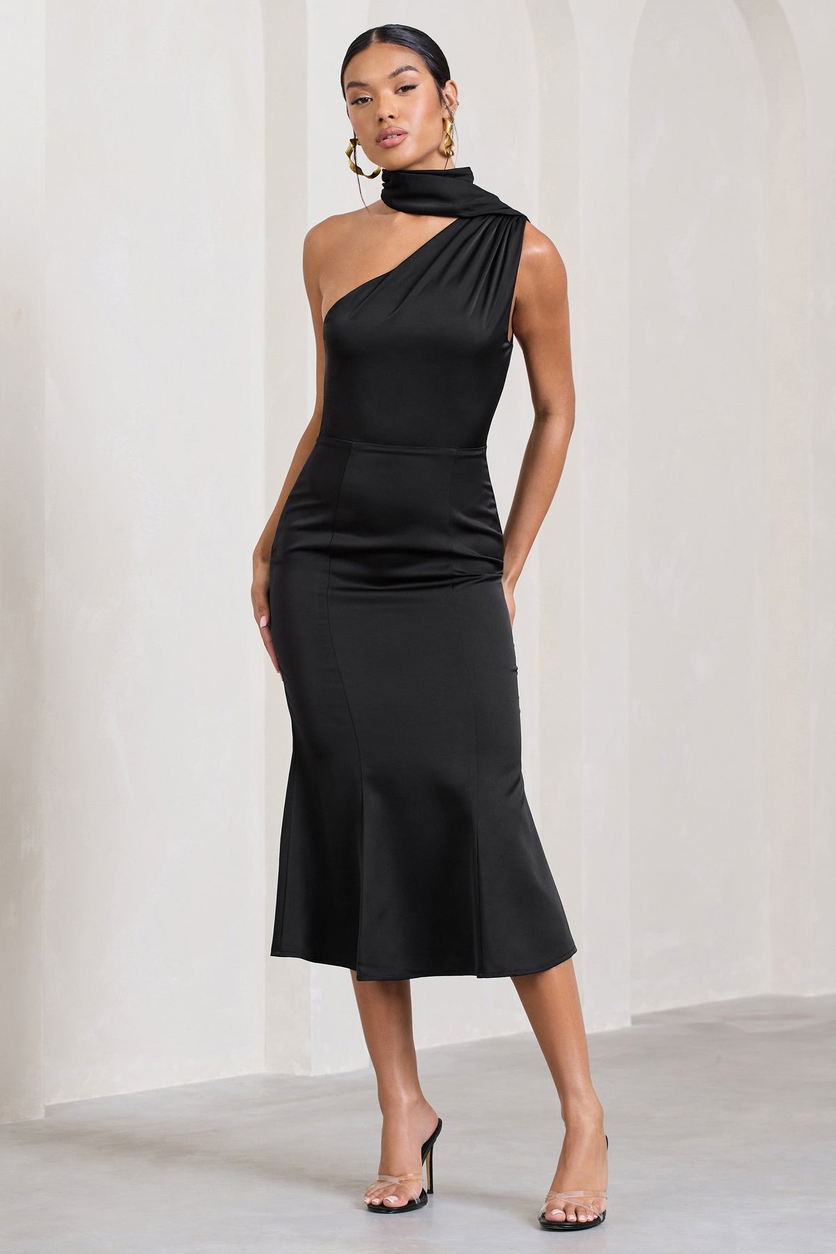 Scandal Black Lace Long-Sleeved Midi Dress – Club L London - USA