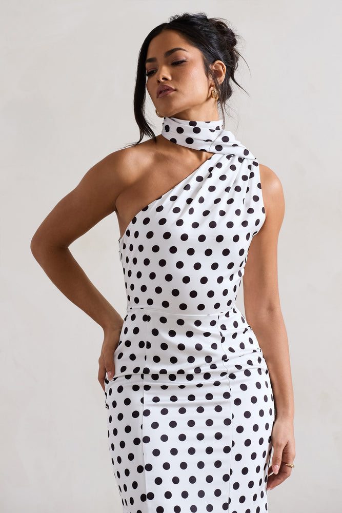 Shops white dress with gold polka dots