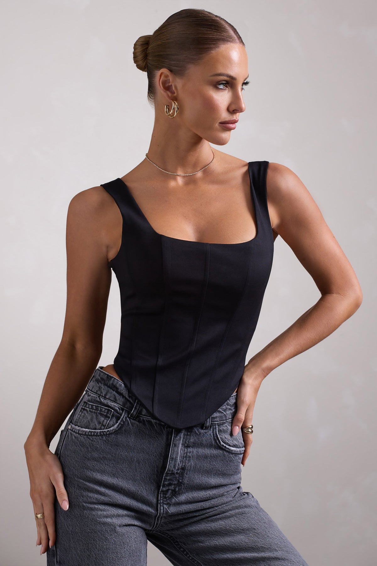 Urban Outfitters Uo Haley Ponte Bandeau Corset Top in Black