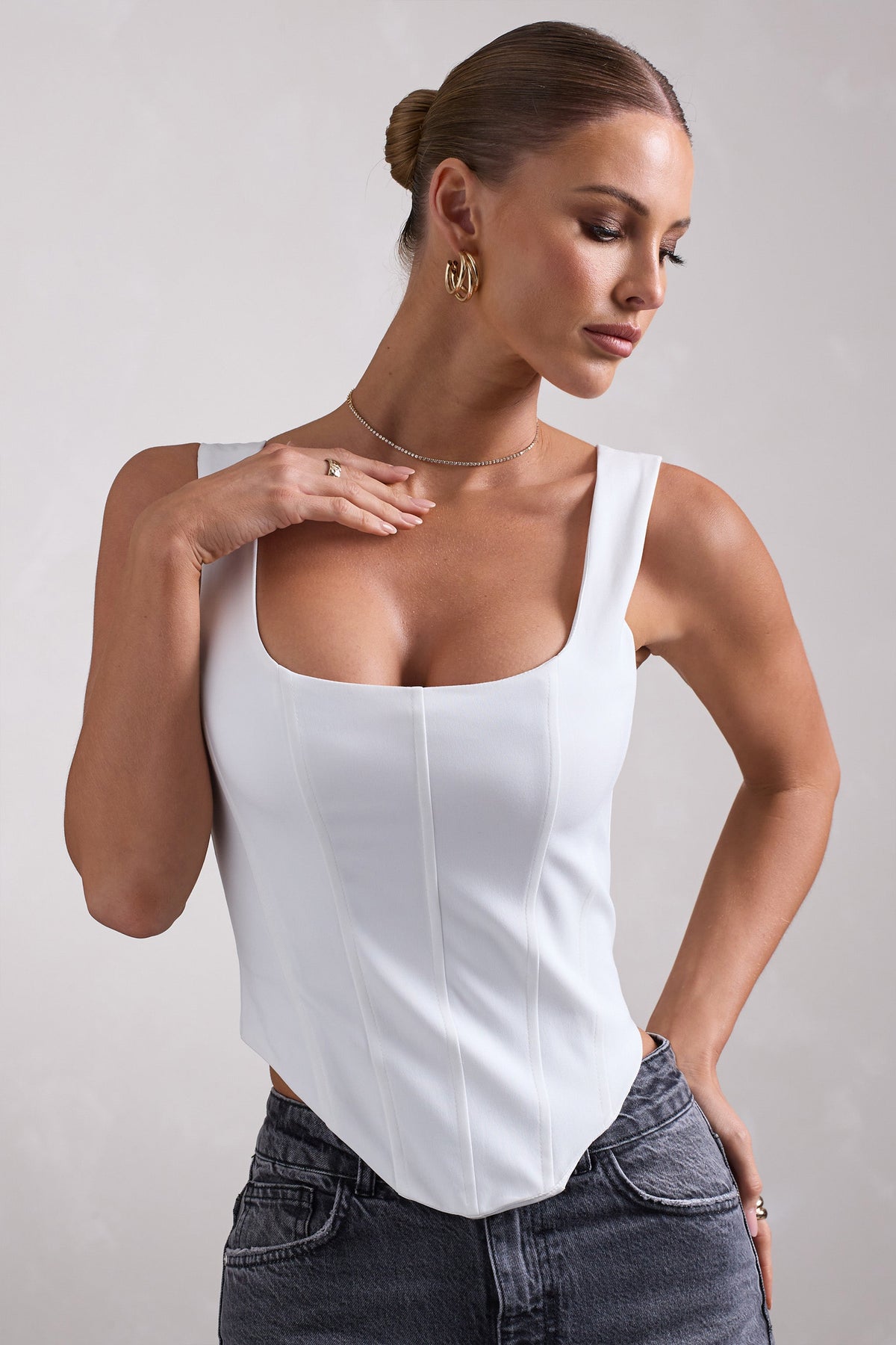 MESHED UP CORSET TOP - Tall and Thick Fashions