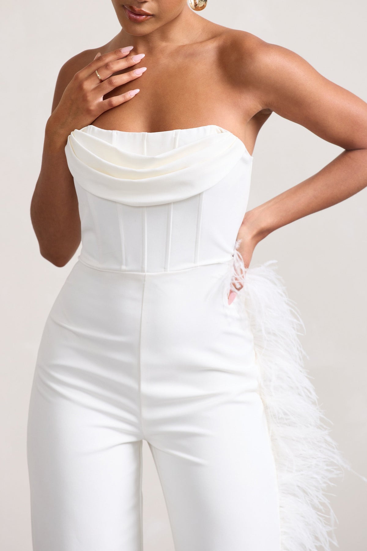 All About You White Feather Bandeau Corset Top – Club L London - IRE