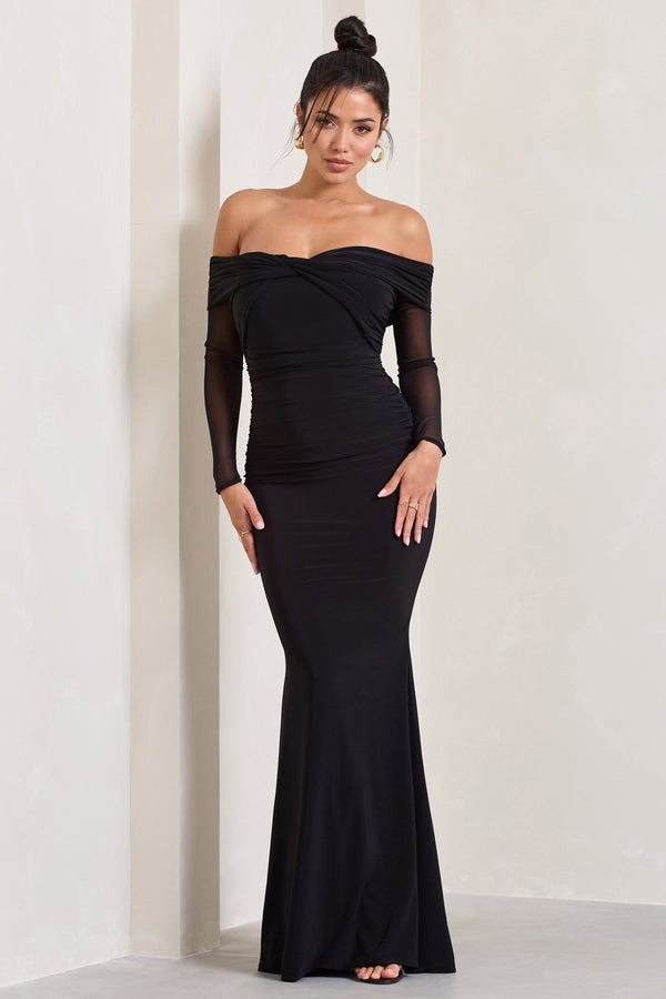 Alex Black Bardot Twist Maxi Dress – Club L London - USA