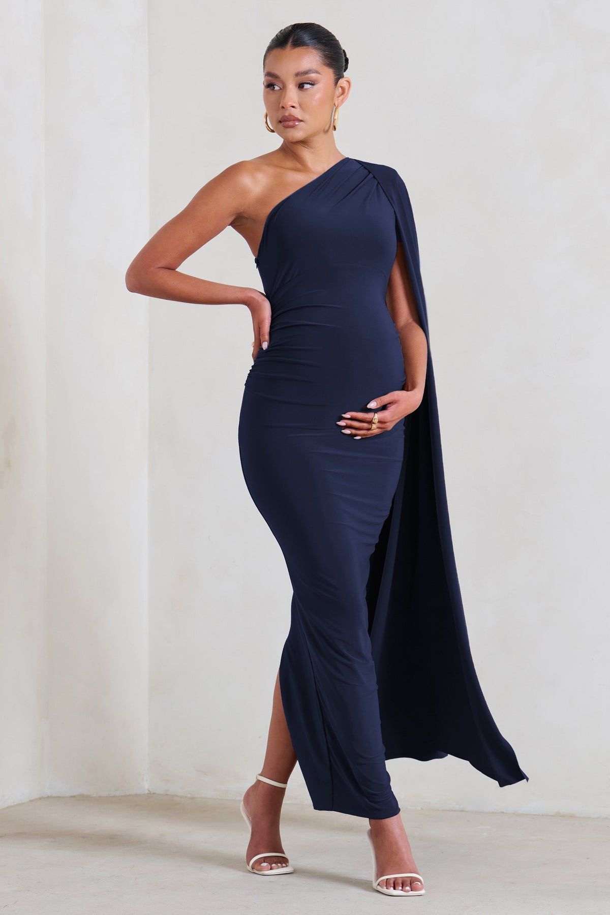 Oh Baby Powder Blue Maternity One Shoulder Bodycon Maxi Dress – Club L  London - USA