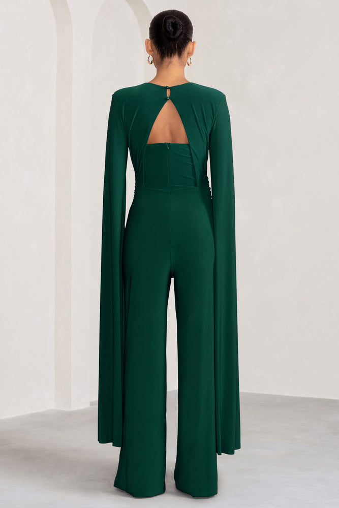 Triumph Bottle Green Plunge Neck Maternity Jumpsuit with Cape Sleeve – Club  L London - USA