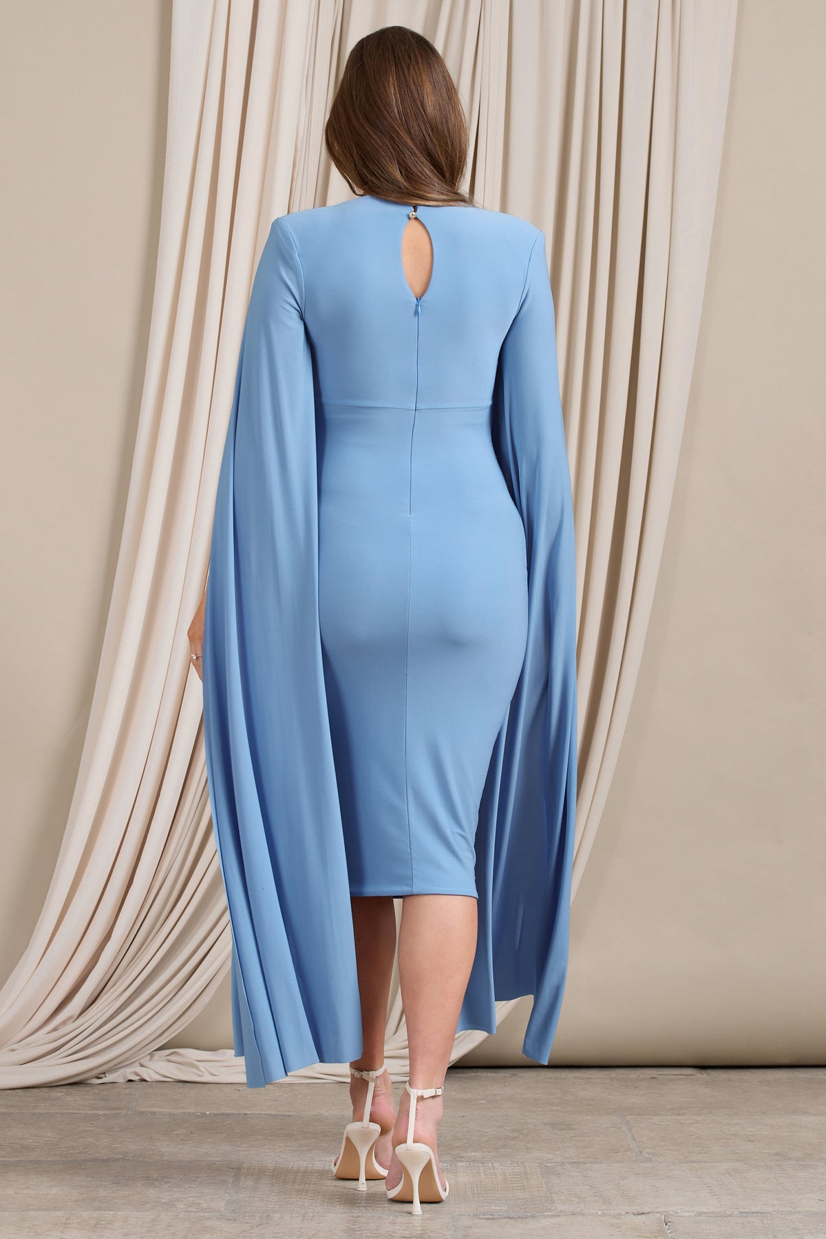 Meaningful Powder Blue Maternity Midi Dress With Cape Sleeves – Club L  London - USA