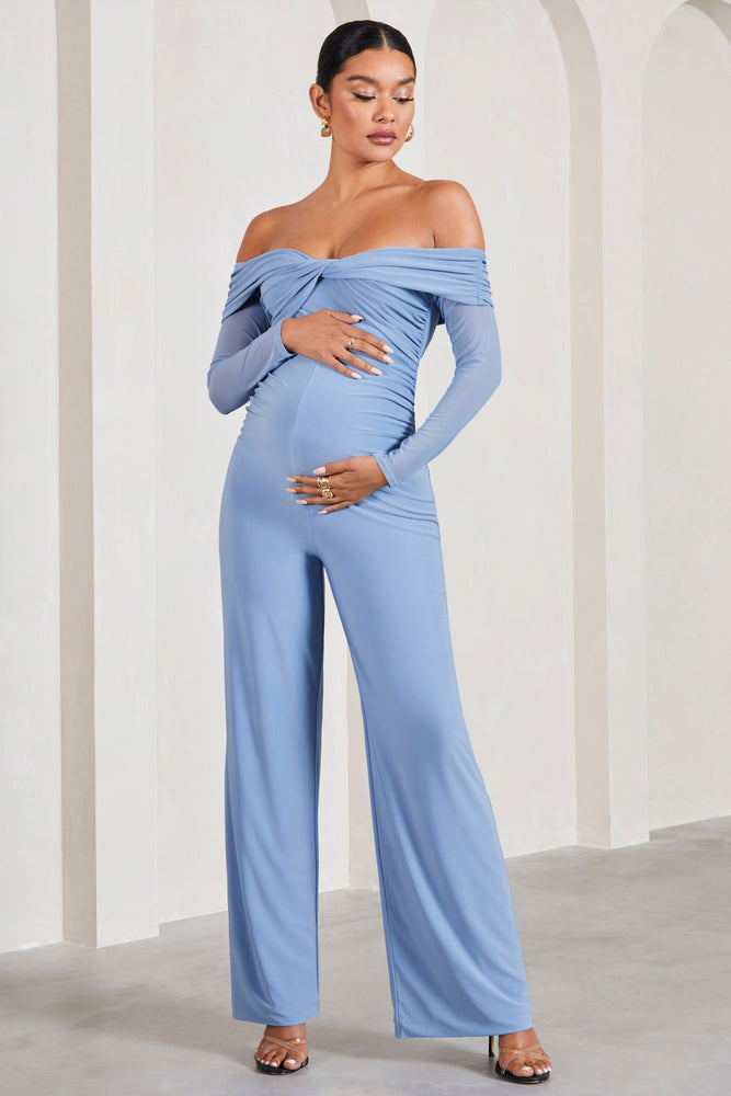 Tube Sky Blue Maternity Jumpsuit
