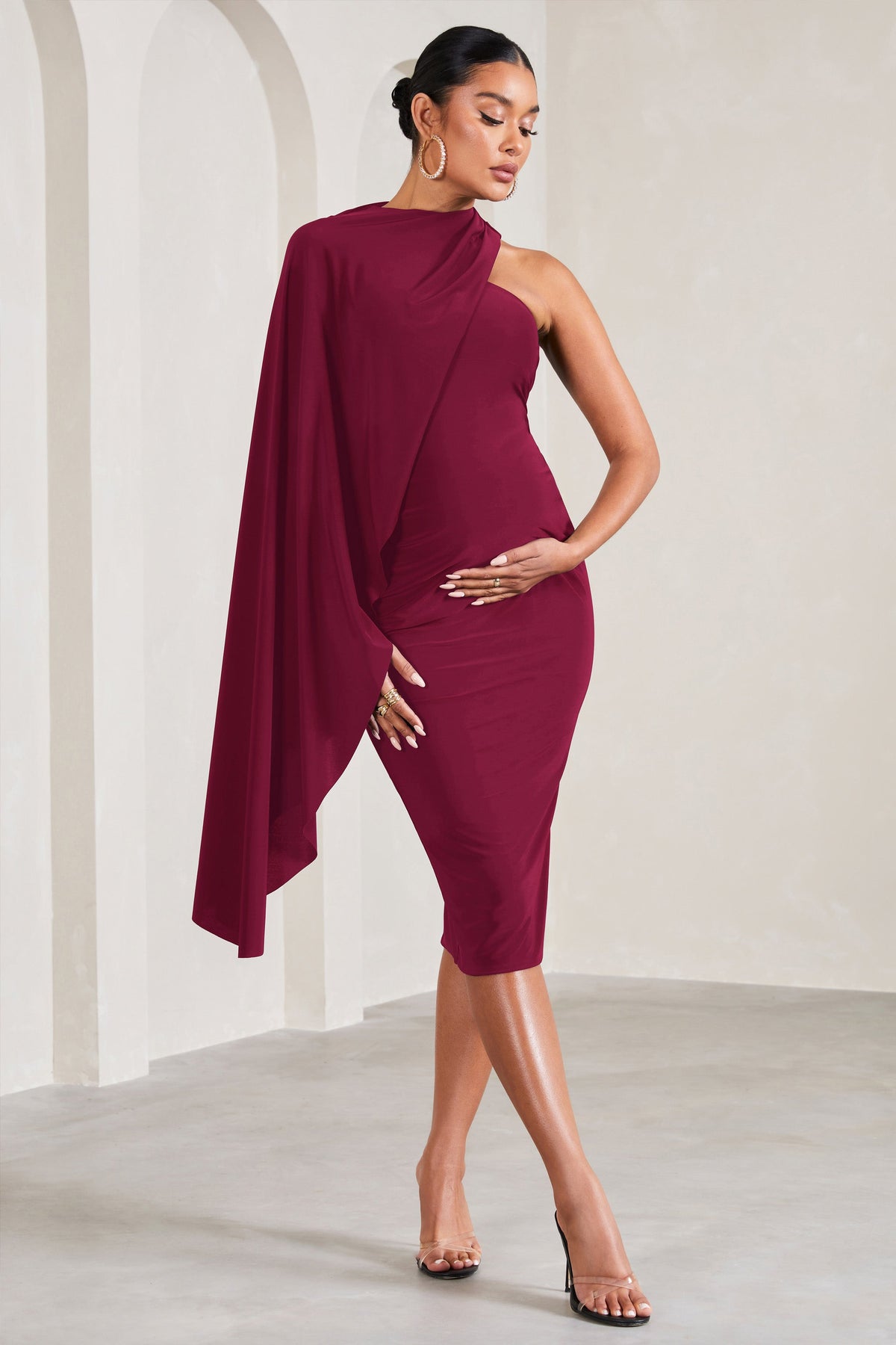 Theodora Berry Strappy Asymmetric Maternity Midi Dress – Club L London - USA