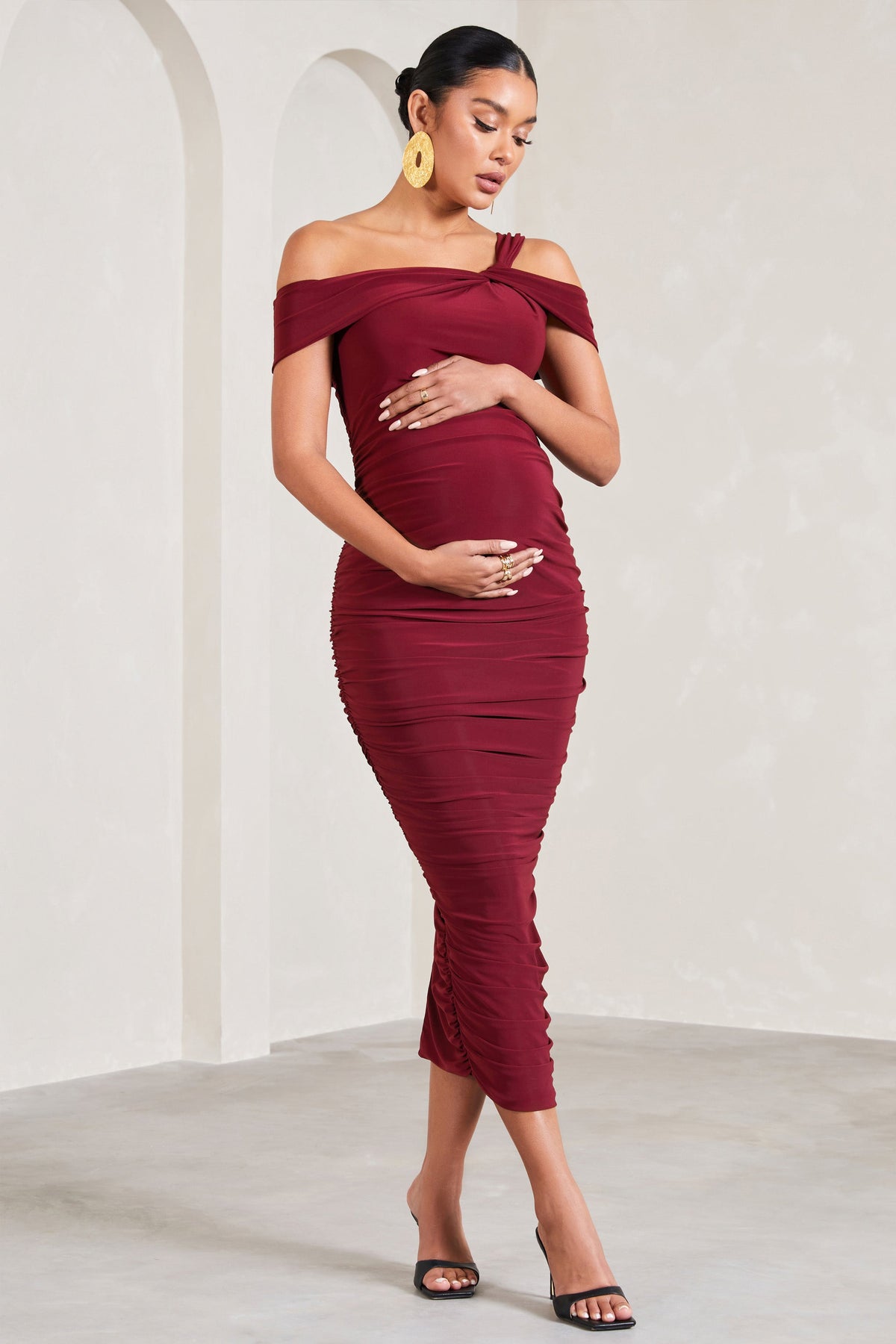 Theodora Berry Strappy Asymmetric Maternity Midi Dress – Club L London - USA