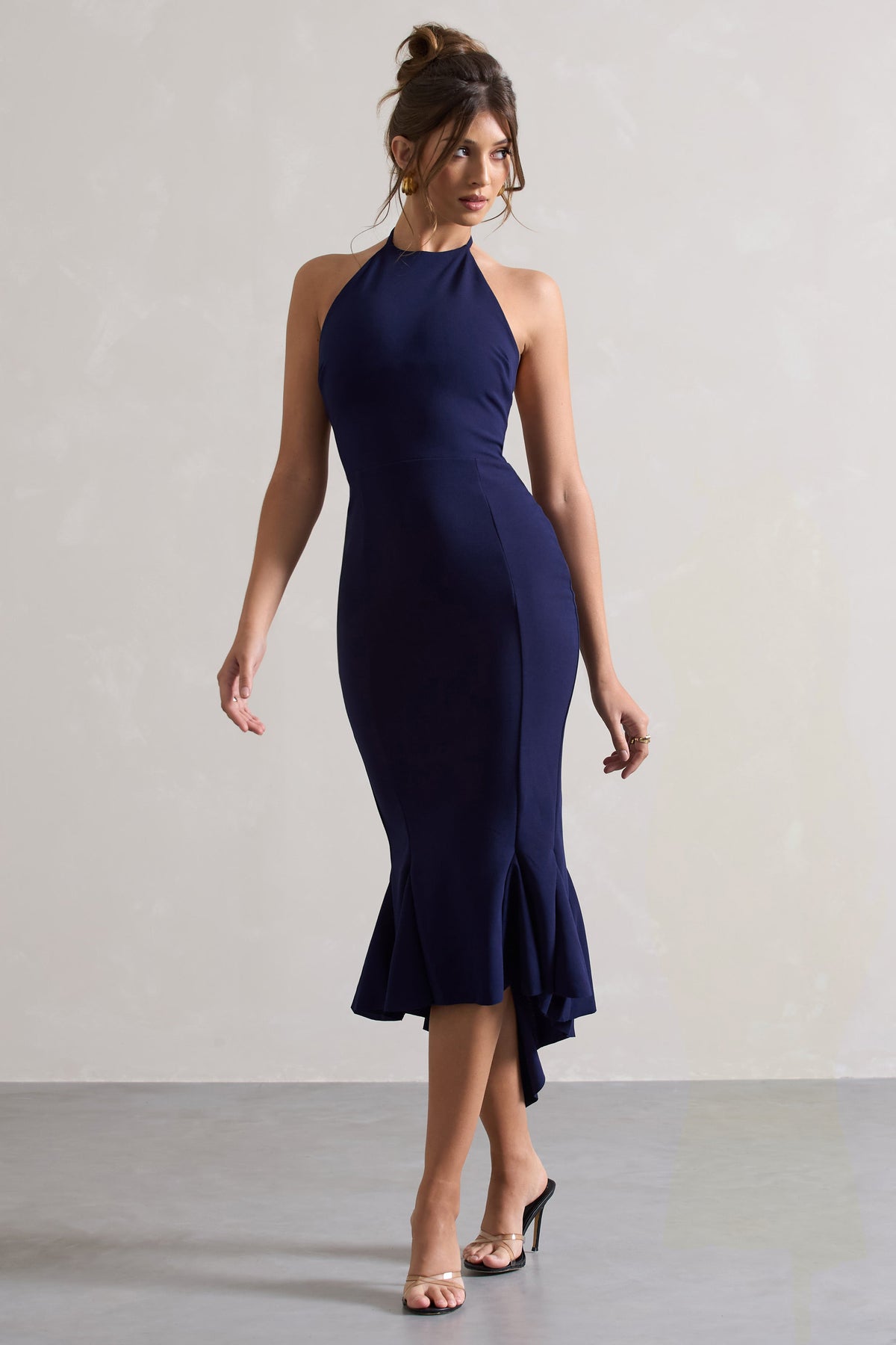 Maluma Navy Halter-neck midi dress – Club L London - USA