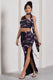 In The Air | Black Printed Ruched Asymmetric High-Waisted Maxi Skirt - Club L London - USA