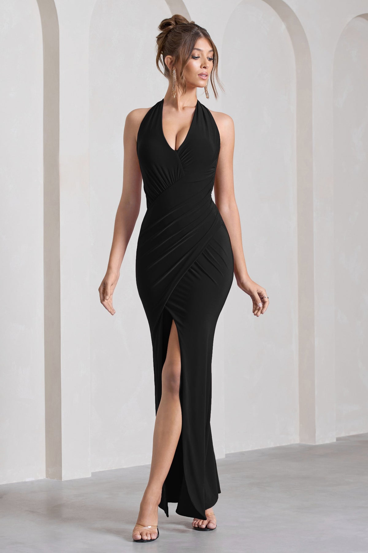 All About Me Backless Maxi Slit Dress - Black - $38