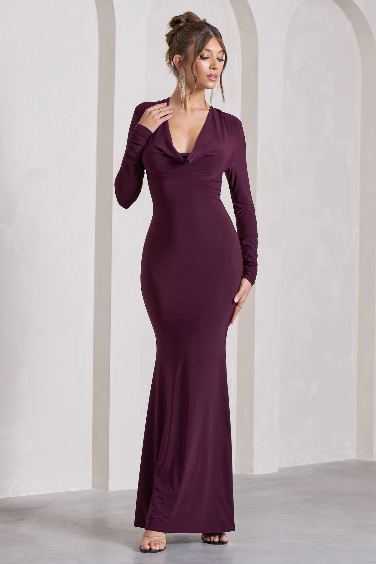 Plum long sleeve maxi dress Clearance