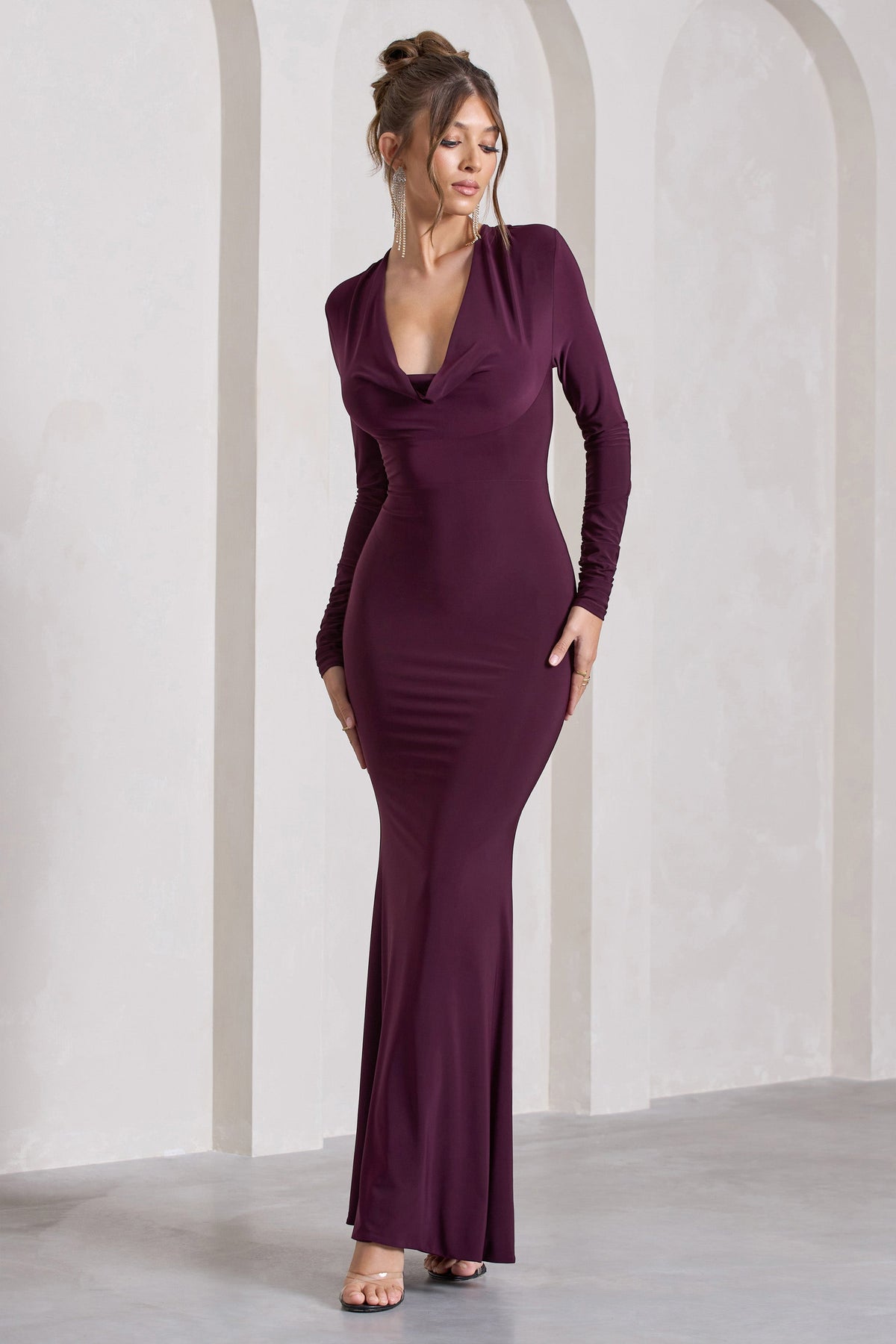 Plum long sleeve maxi dress Clearance