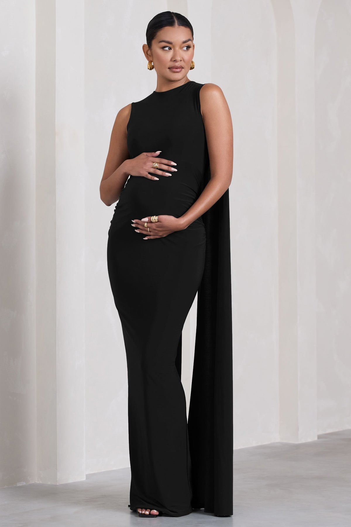 Alora Maternity Maxi Dress in Black