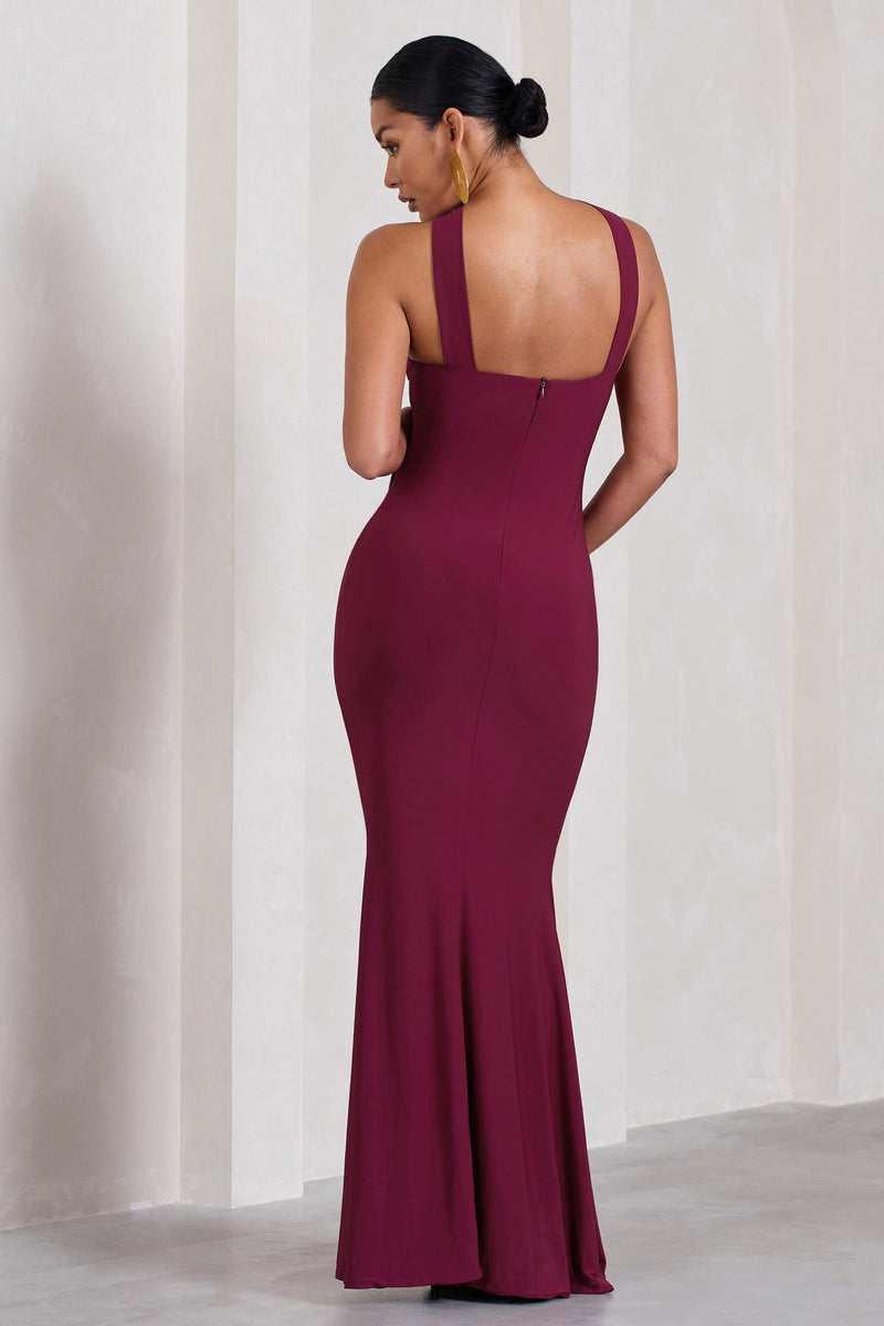 Cross My Heart Burgundy Sleeveless Cross-Neck Maternity Maxi Dress ...