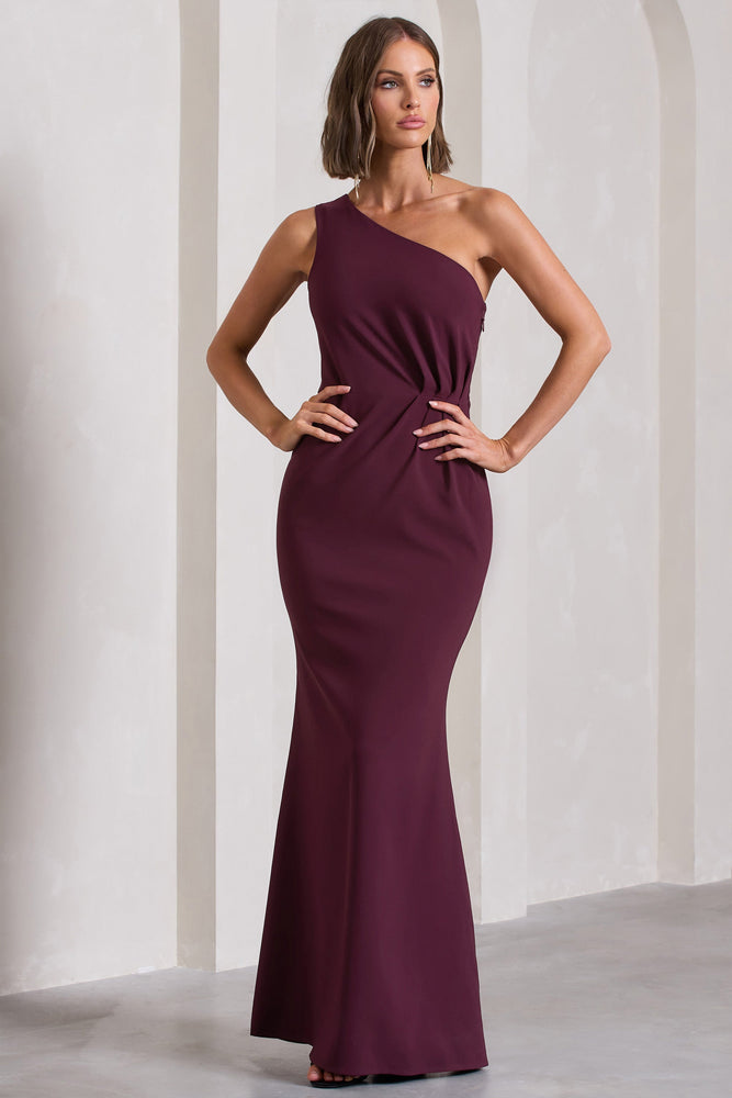 Likely Briar One 2024 Shoulder High-slit Column Gown Zinfandel 4 XS s wine maxi dress