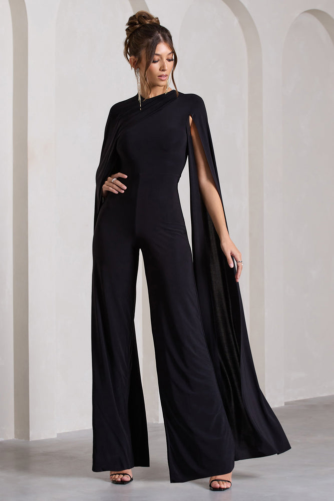 Harley Black Straight-Leg Jumpsuit With Cape Sleeves – Club L London - USA