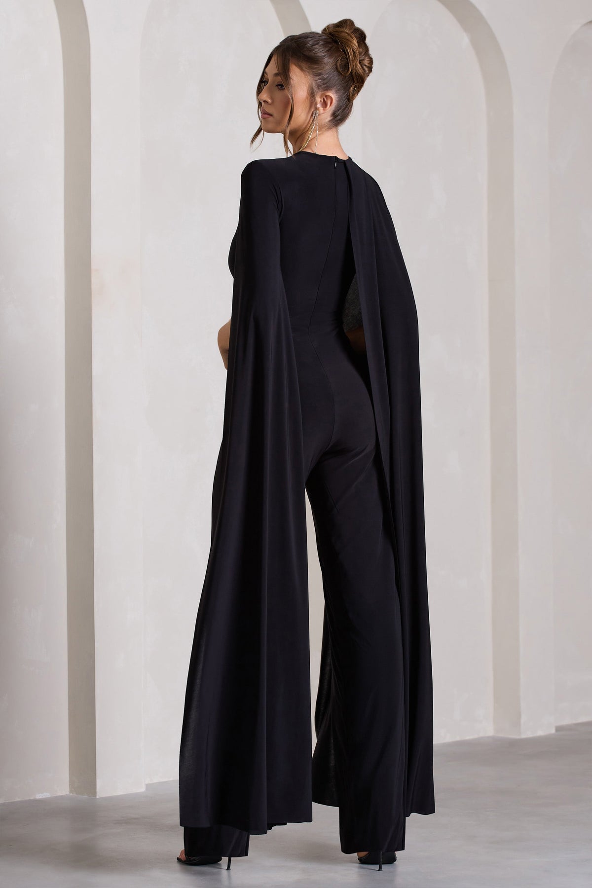 Harley | Black Straight-Leg Jumpsuit With Cape Sleeves