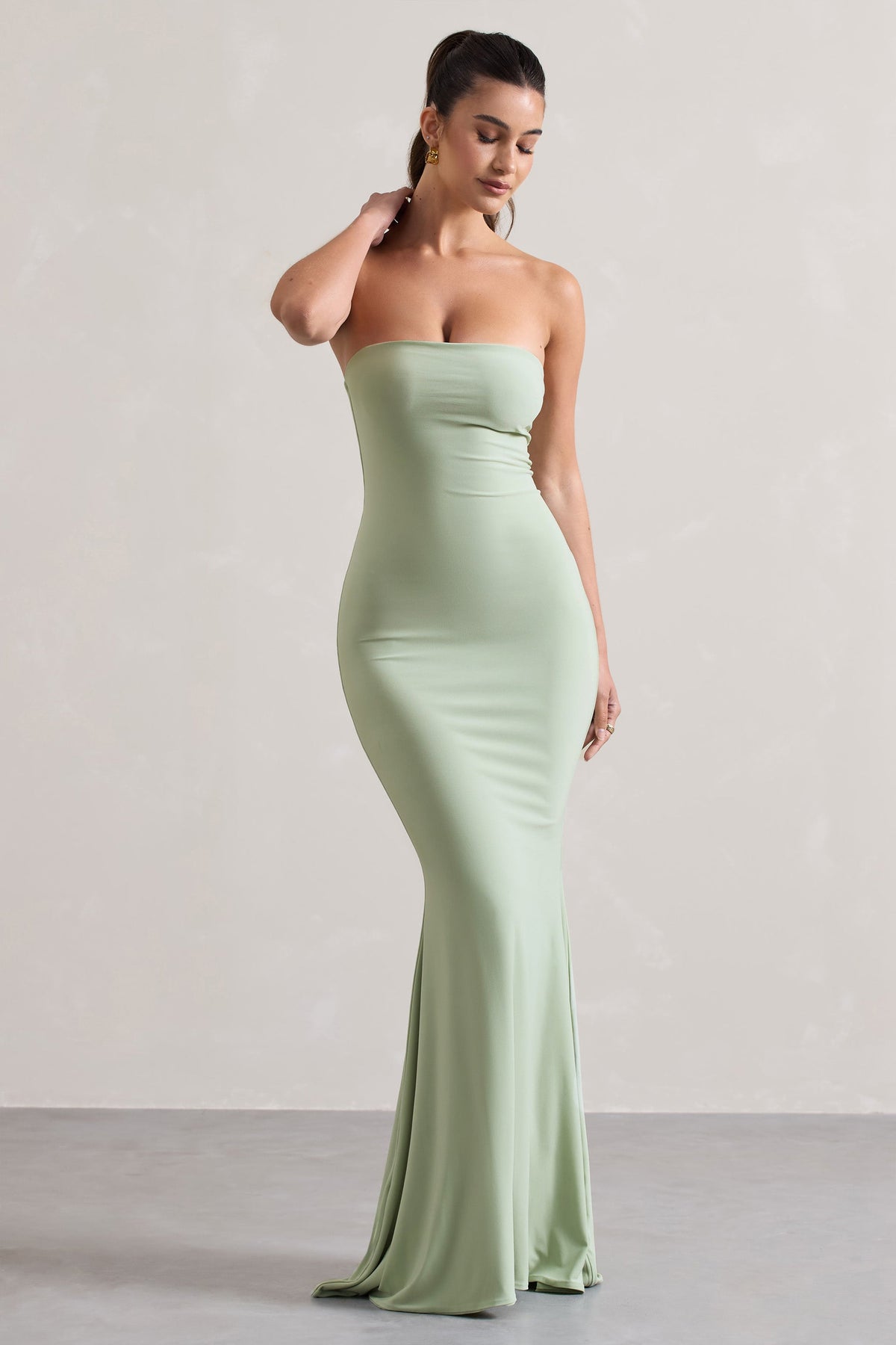 Ceremony Pale Green Bandeau Fishtail Maxi Dress – Club L London - USA