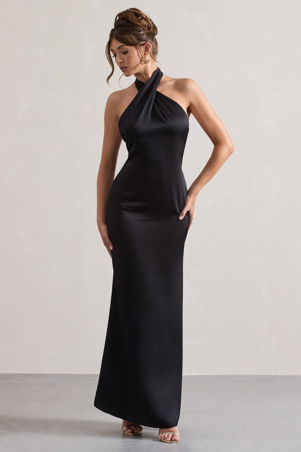 black fitted slip dress Noir Wildesse Charlotte Slip Dress