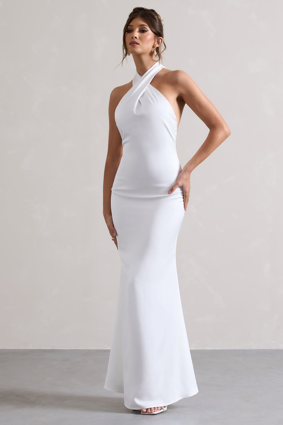 White maxi halter neck orders dress