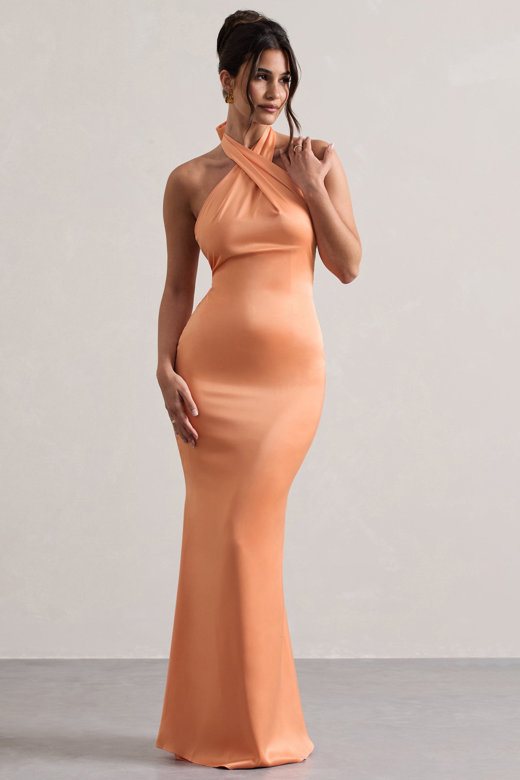 WB_CL129991031-UnbeatablePeachSatinCrossOverHalter-NeckMaxiDress3