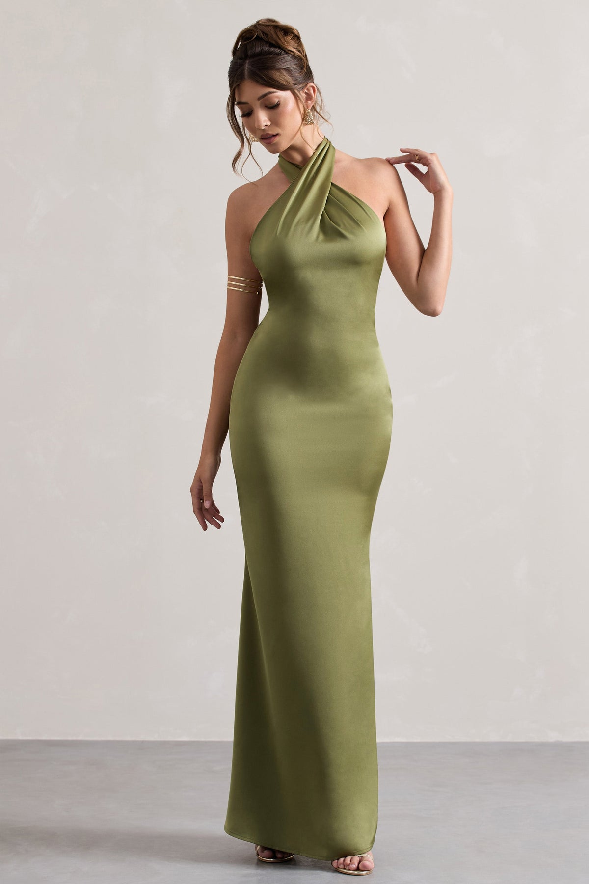 Green halter maxi dress hotsell