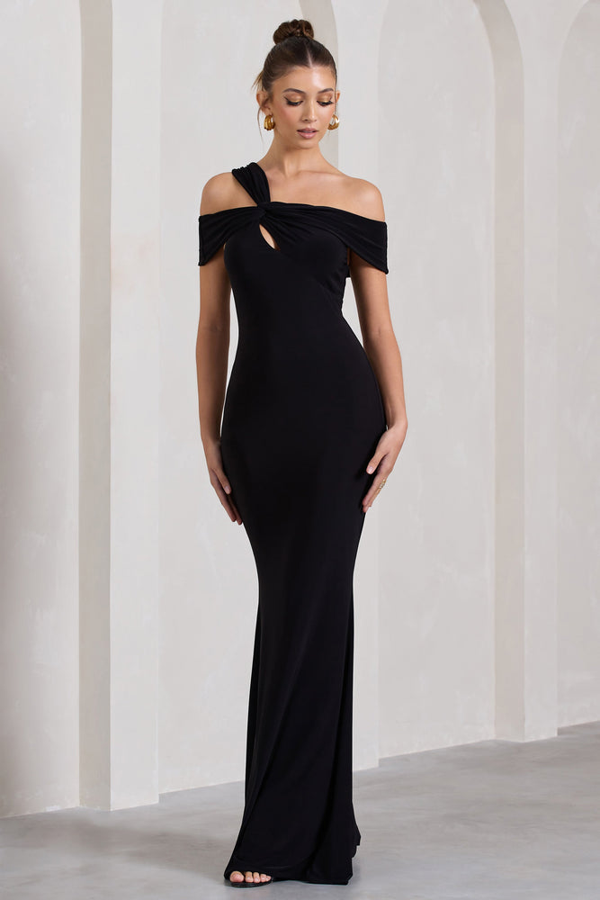 Captivating Black Strappy Asymmetric Cut-Out Maxi Dress – Club L London ...