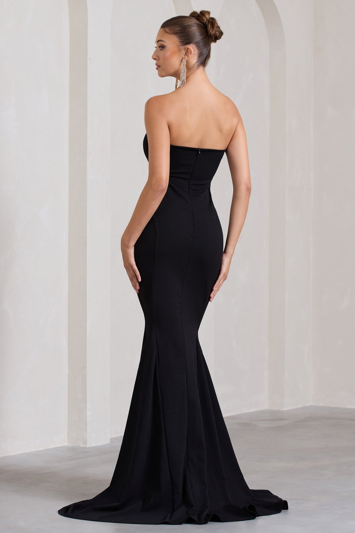 Impress Me Black Strapless Bandeau Fishtail Maxi Dress – Club L London - USA