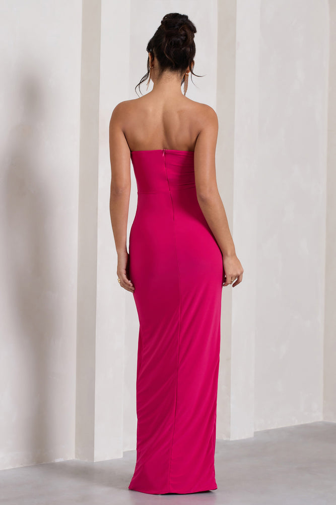 CASCADING RIBBONS BOTTOM OPEN BACK MAXI DRESS (HOT PINK) – Dress Code Chic  Official