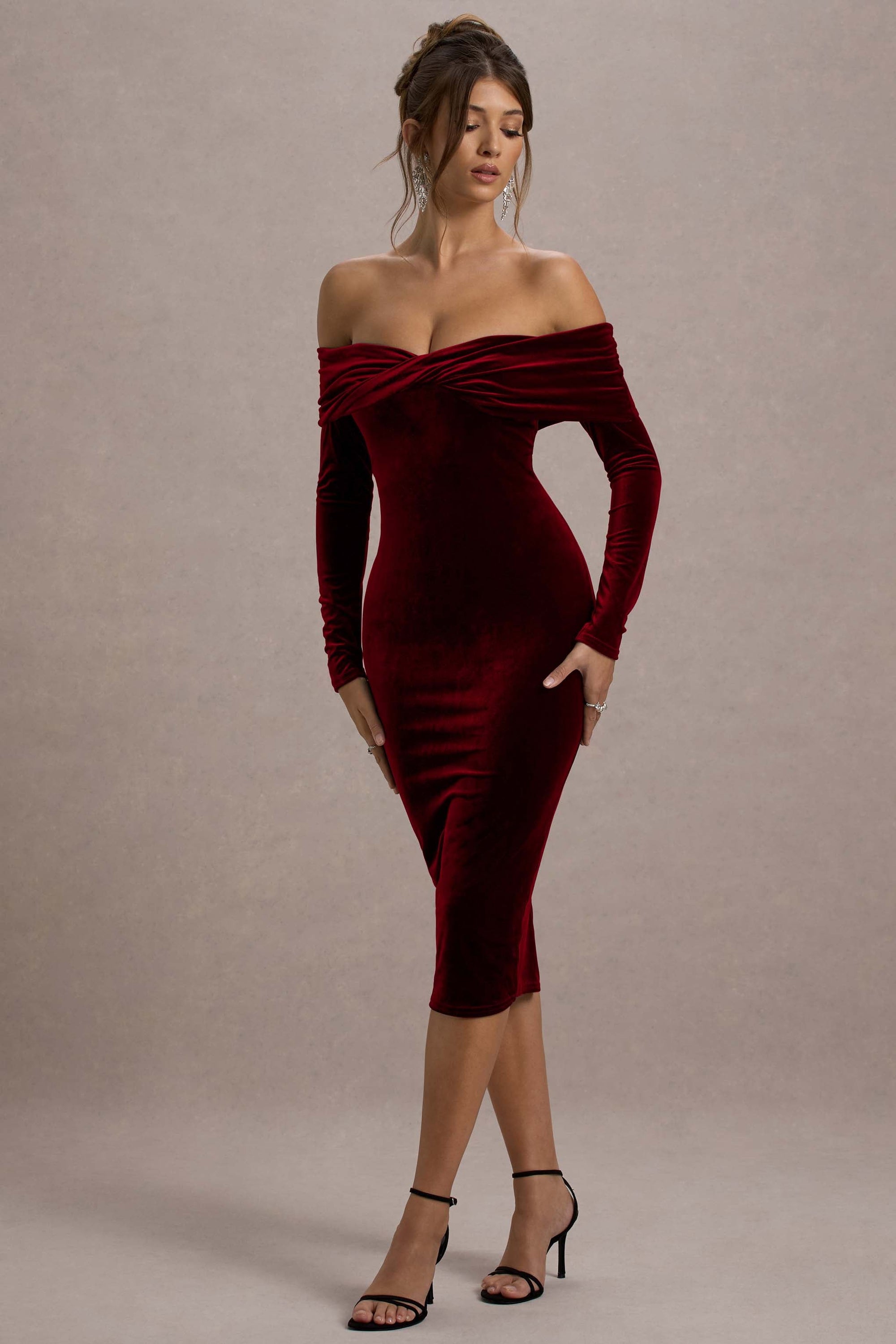 midi velvet cocktail dress US 0 / BOTTLE GREEN
