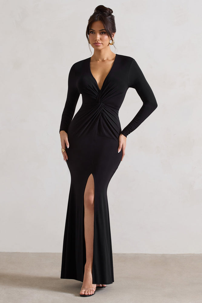 CAINEE 　Oversized maxi dress　black SHEER MAXI DRESS - BLACK | COS
