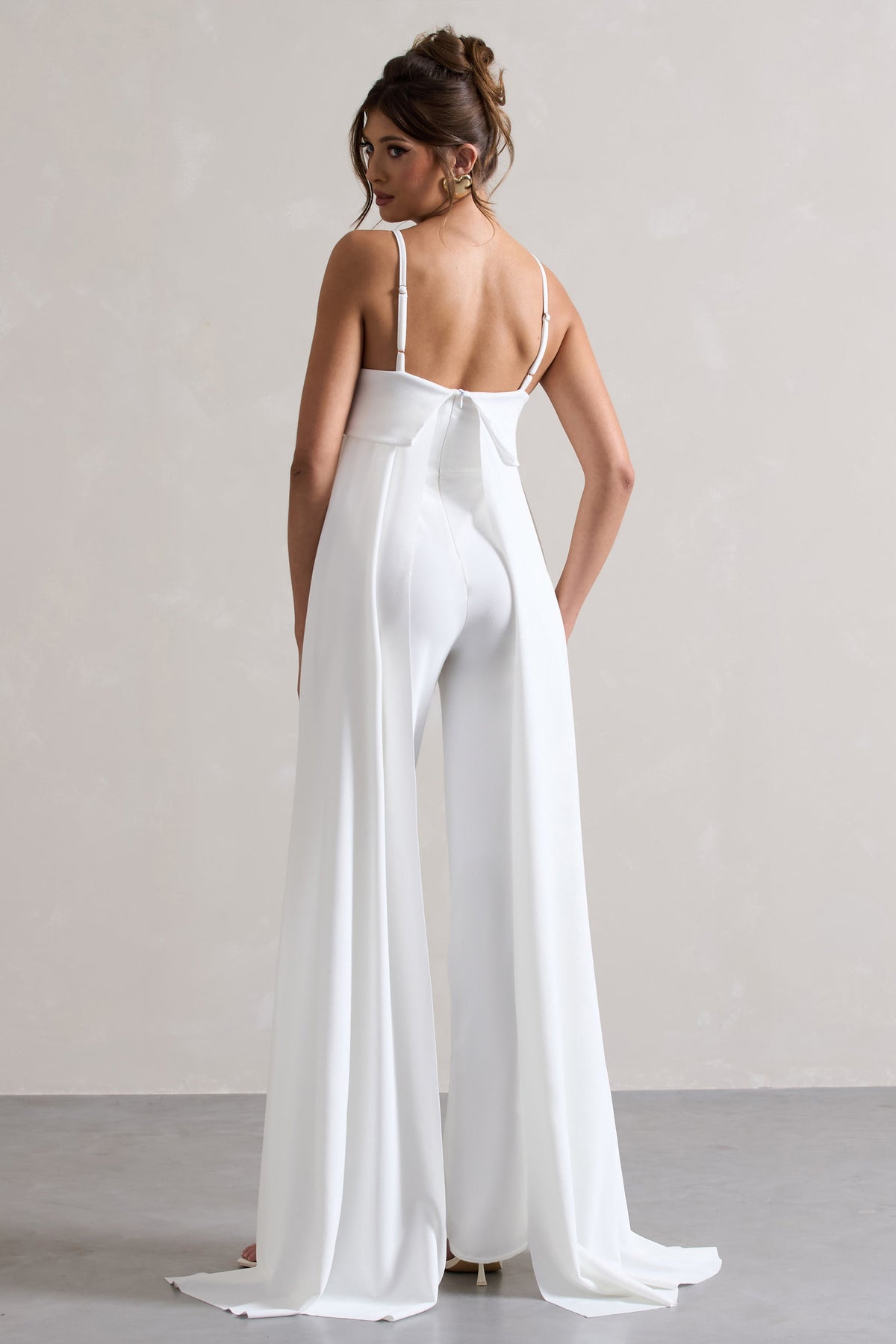 Amaya | White Bandeau Wide-Leg Jumpsuit With Cape