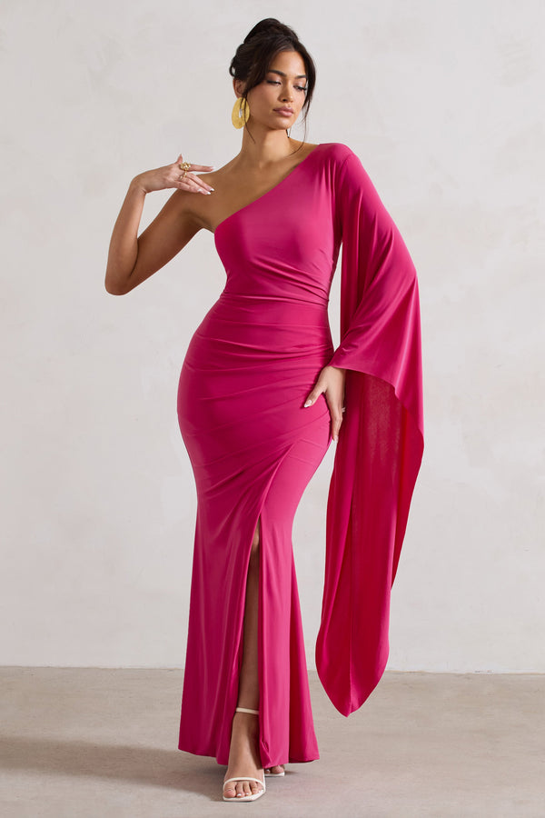 Jaded Rose satin one shoulder maxi dress with back detail in