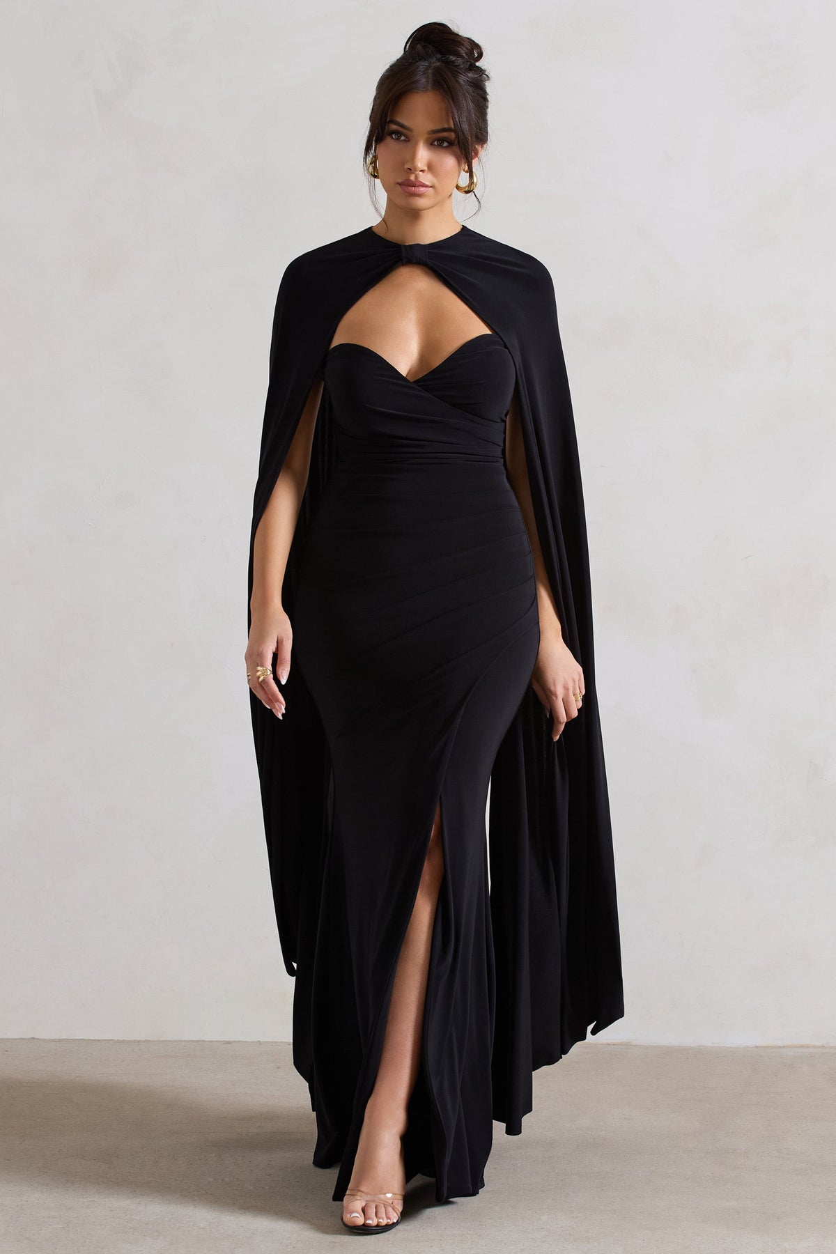 Long black cape dress outlet
