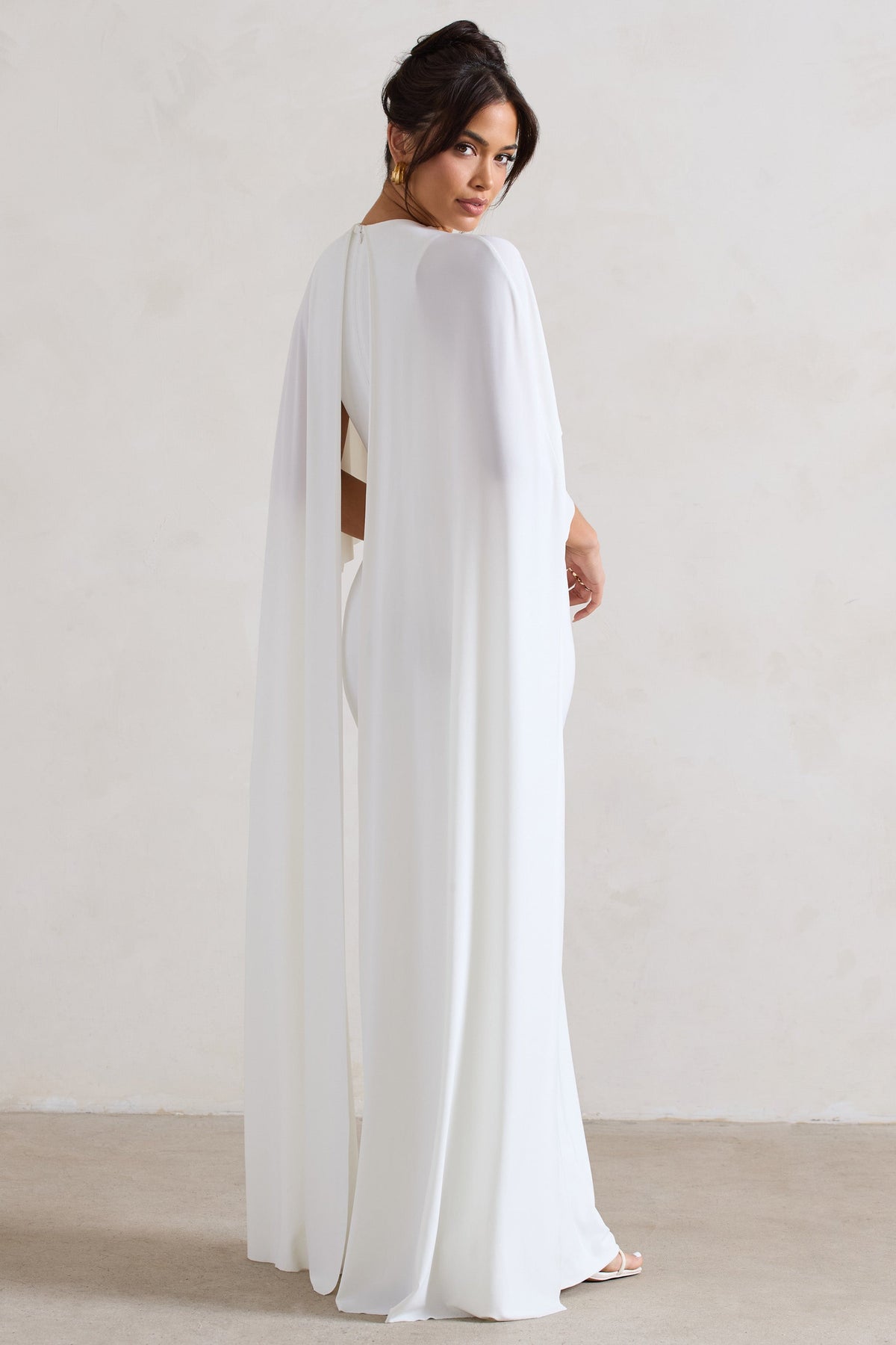 Padma White Draped Maxi Dress With Cape Sleeves – Club L London - USA