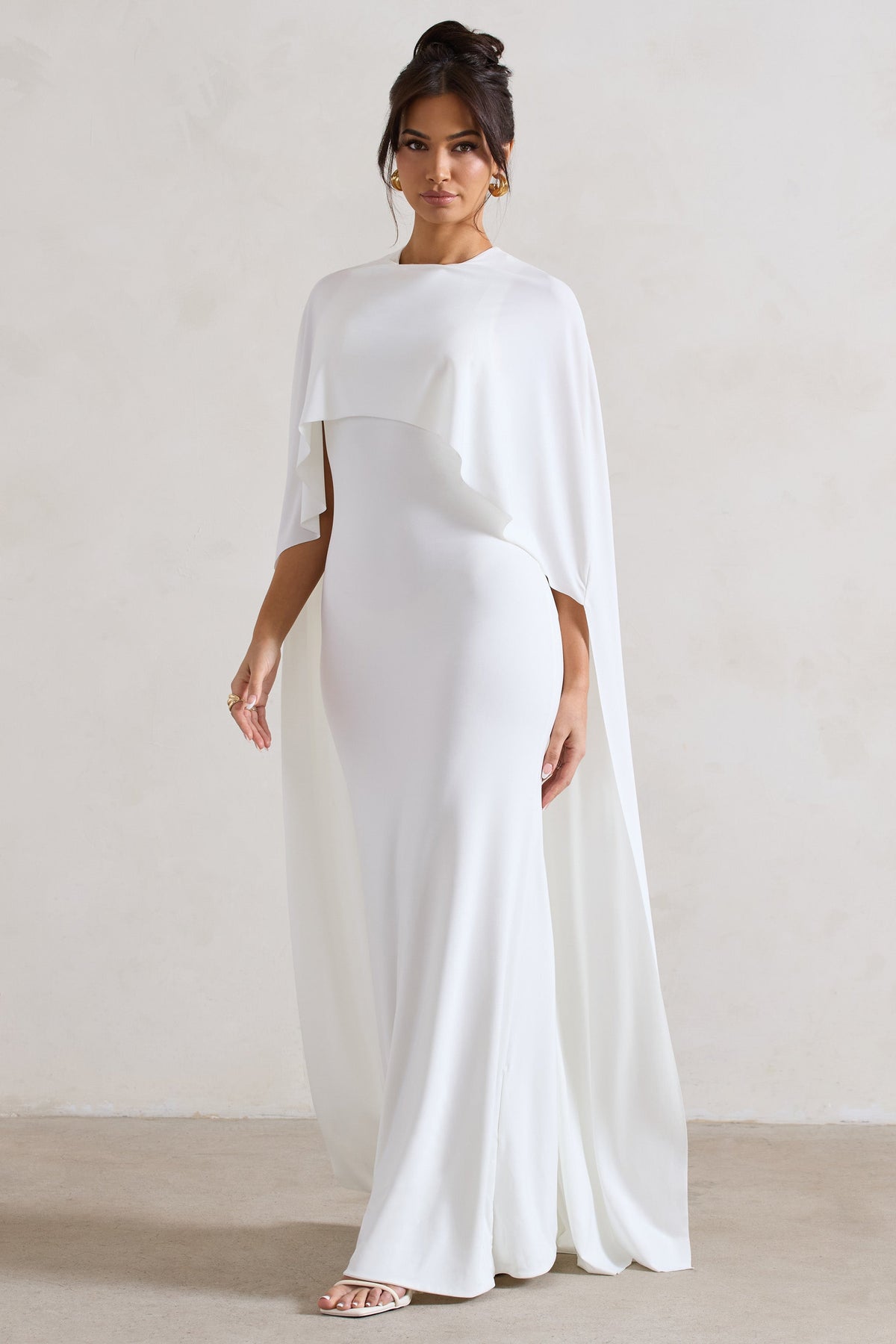 Padma White Draped Maxi Dress With Cape Sleeves – Club L London - USA