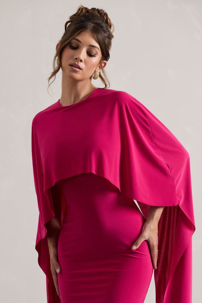 NISSA pleated cape-sleeved dress - Pink